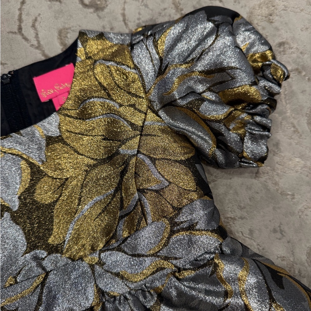 Lilly Pulitzer Metallic Priyanka  Patterned luxurious  Dress⭐️ - Picture 10 of 16